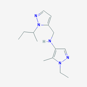 molecular formula C14H23N5 B11741721 N-{[1-(butan-2-yl)-1H-pyrazol-5-yl]methyl}-1-ethyl-5-methyl-1H-pyrazol-4-amine 