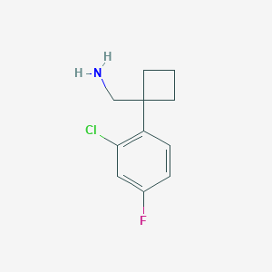 molecular formula C11H13ClFN B11741804 1-(2-Chloro-4-fluorophenyl)cyclobutanemethanamine 