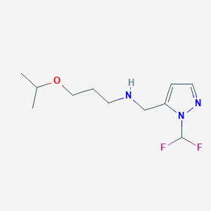 molecular formula C11H19F2N3O B11741944 {[1-(difluoromethyl)-1H-pyrazol-5-yl]methyl}[3-(propan-2-yloxy)propyl]amine 