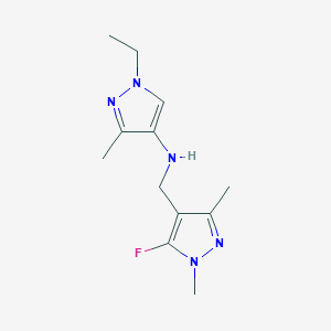 molecular formula C12H18FN5 B11742006 1-ethyl-N-[(5-fluoro-1,3-dimethyl-1H-pyrazol-4-yl)methyl]-3-methyl-1H-pyrazol-4-amine 