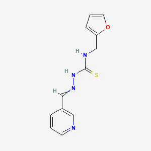 molecular formula C12H12N4OS B11742008 3-[(Furan-2-yl)methyl]-1-{[(pyridin-3-yl)methylidene]amino}thiourea 