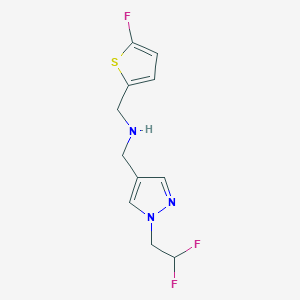 molecular formula C11H12F3N3S B11742030 {[1-(2,2-difluoroethyl)-1H-pyrazol-4-yl]methyl}[(5-fluorothiophen-2-yl)methyl]amine 