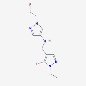 molecular formula C11H15F2N5 B11742064 N-[(1-ethyl-5-fluoro-1H-pyrazol-4-yl)methyl]-1-(2-fluoroethyl)-1H-pyrazol-4-amine 