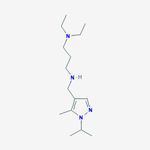 molecular formula C15H30N4 B11742097 [3-(diethylamino)propyl]({[5-methyl-1-(propan-2-yl)-1H-pyrazol-4-yl]methyl})amine 