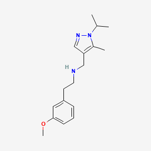 molecular formula C17H25N3O B11742199 [2-(3-methoxyphenyl)ethyl]({[5-methyl-1-(propan-2-yl)-1H-pyrazol-4-yl]methyl})amine 