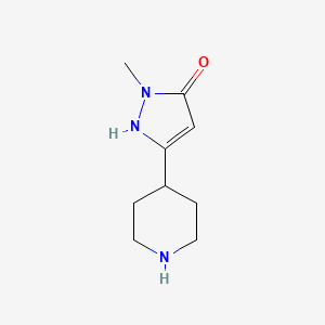 molecular formula C9H15N3O B11742207 2-Methyl-5-(piperidin-4-yl)-2,3-dihydro-1H-pyrazol-3-one CAS No. 1193387-59-5