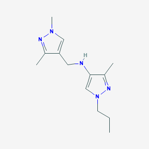 molecular formula C13H21N5 B11742213 N-[(1,3-dimethyl-1H-pyrazol-4-yl)methyl]-3-methyl-1-propyl-1H-pyrazol-4-amine 