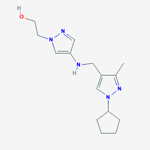 molecular formula C15H23N5O B11742219 2-(4-{[(1-cyclopentyl-3-methyl-1H-pyrazol-4-yl)methyl]amino}-1H-pyrazol-1-yl)ethan-1-ol 