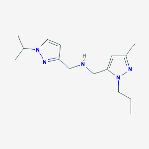 molecular formula C15H25N5 B11742287 [(3-methyl-1-propyl-1H-pyrazol-5-yl)methyl]({[1-(propan-2-yl)-1H-pyrazol-3-yl]methyl})amine 