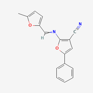 molecular formula C17H12N2O2 B11742293 2-{[(5-Methylfuran-2-yl)methylidene]amino}-5-phenylfuran-3-carbonitrile 