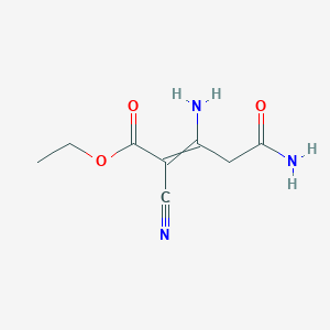 molecular formula C8H11N3O3 B11742456 Ethyl 3-amino-4-carbamoyl-2-cyanobut-2-enoate 