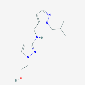 molecular formula C13H21N5O B11742493 2-[3-({[1-(2-methylpropyl)-1H-pyrazol-5-yl]methyl}amino)-1H-pyrazol-1-yl]ethan-1-ol CAS No. 1856055-82-7