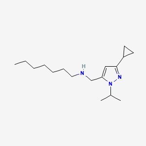 molecular formula C17H31N3 B11742519 {[3-cyclopropyl-1-(propan-2-yl)-1H-pyrazol-5-yl]methyl}(heptyl)amine 