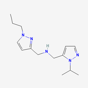 molecular formula C14H23N5 B11742626 {[1-(propan-2-yl)-1H-pyrazol-5-yl]methyl}[(1-propyl-1H-pyrazol-3-yl)methyl]amine 