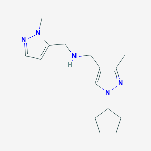 molecular formula C15H23N5 B11742628 [(1-cyclopentyl-3-methyl-1H-pyrazol-4-yl)methyl][(1-methyl-1H-pyrazol-5-yl)methyl]amine 