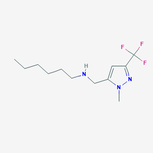 molecular formula C12H20F3N3 B11742637 hexyl({[1-methyl-3-(trifluoromethyl)-1H-pyrazol-5-yl]methyl})amine 