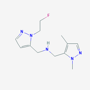 molecular formula C12H18FN5 B11742666 [(1,4-dimethyl-1H-pyrazol-5-yl)methyl]({[1-(2-fluoroethyl)-1H-pyrazol-5-yl]methyl})amine 