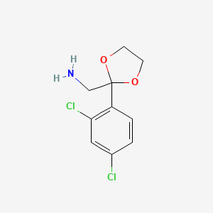 molecular formula C10H11Cl2NO2 B11742694 1-[2-(2,4-Dichlorophenyl)-1,3-dioxolan-2-yl]methanamine 