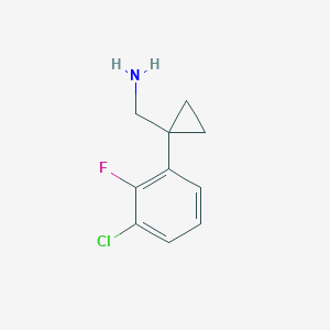 molecular formula C10H11ClFN B11742733 1-(3-Chloro-2-fluorophenyl)cyclopropanemethanamine 