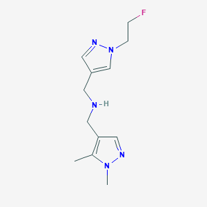 molecular formula C12H18FN5 B11742808 [(1,5-dimethyl-1H-pyrazol-4-yl)methyl]({[1-(2-fluoroethyl)-1H-pyrazol-4-yl]methyl})amine 