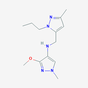 molecular formula C13H21N5O B11742825 3-methoxy-1-methyl-N-[(3-methyl-1-propyl-1H-pyrazol-5-yl)methyl]-1H-pyrazol-4-amine 