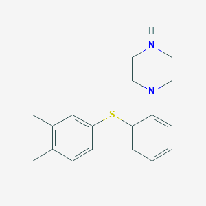 molecular formula C18H22N2S B11742840 1-{2-[(3,4-Dimethylphenyl)sulfanyl]phenyl}piperazine 