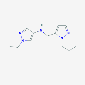 molecular formula C13H21N5 B11742887 1-ethyl-N-{[1-(2-methylpropyl)-1H-pyrazol-5-yl]methyl}-1H-pyrazol-4-amine CAS No. 1856045-29-8