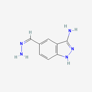 molecular formula C8H9N5 B11742893 3-Amino-5-(hydrazonomethyl)-1H-indazole 