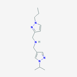 molecular formula C14H23N5 B11742899 {[1-(propan-2-yl)-1H-pyrazol-4-yl]methyl}[(1-propyl-1H-pyrazol-3-yl)methyl]amine 