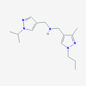 molecular formula C15H25N5 B11743019 [(3-methyl-1-propyl-1H-pyrazol-4-yl)methyl]({[1-(propan-2-yl)-1H-pyrazol-4-yl]methyl})amine 