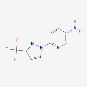 molecular formula C9H7F3N4 B11743029 6-(3-(Trifluoromethyl)-1H-pyrazol-1-yl)pyridin-3-amine CAS No. 1006464-92-1