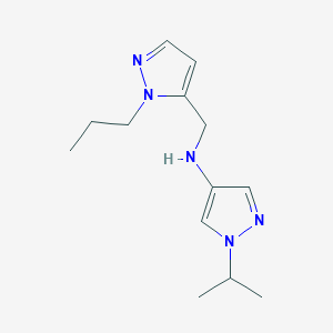 molecular formula C13H21N5 B11743128 1-(propan-2-yl)-N-[(1-propyl-1H-pyrazol-5-yl)methyl]-1H-pyrazol-4-amine 