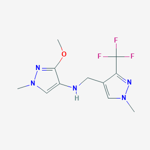 molecular formula C11H14F3N5O B11743153 3-methoxy-1-methyl-N-{[1-methyl-3-(trifluoromethyl)-1H-pyrazol-4-yl]methyl}-1H-pyrazol-4-amine 