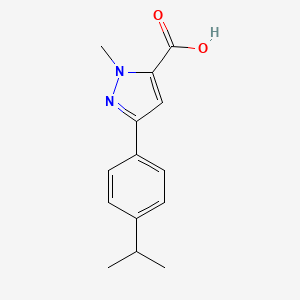 molecular formula C14H16N2O2 B11743160 3-(4-isopropylphenyl)-1-methyl-1H-pyrazole-5-carboxylic acid 