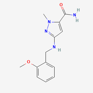 molecular formula C13H16N4O2 B11743167 3-[(2-methoxybenzyl)amino]-1-methyl-1H-pyrazole-5-carboxamide 