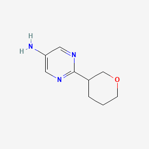 molecular formula C9H13N3O B11743179 2-(Oxan-3-yl)pyrimidin-5-amine 