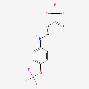 molecular formula C11H7F6NO2 B11743199 1,1,1-Trifluoro-4-{[4-(trifluoromethoxy)phenyl]amino}but-3-en-2-one 