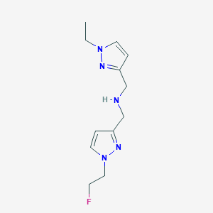 molecular formula C12H18FN5 B11743215 [(1-ethyl-1H-pyrazol-3-yl)methyl]({[1-(2-fluoroethyl)-1H-pyrazol-3-yl]methyl})amine 