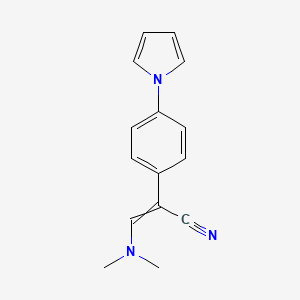 molecular formula C15H15N3 B11743236 3-(dimethylamino)-2-[4-(1H-pyrrol-1-yl)phenyl]prop-2-enenitrile 