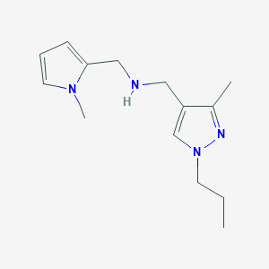 molecular formula C14H22N4 B11743265 [(3-methyl-1-propyl-1H-pyrazol-4-yl)methyl][(1-methyl-1H-pyrrol-2-yl)methyl]amine 