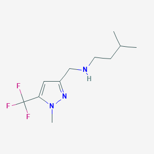 molecular formula C11H18F3N3 B11743285 {[1-methyl-5-(trifluoromethyl)-1H-pyrazol-3-yl]methyl}(3-methylbutyl)amine 