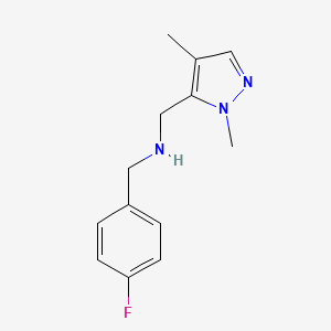 molecular formula C13H16FN3 B11743292 1-(1,4-dimethyl-1H-pyrazol-5-yl)-N-(4-fluorobenzyl)methanamine 