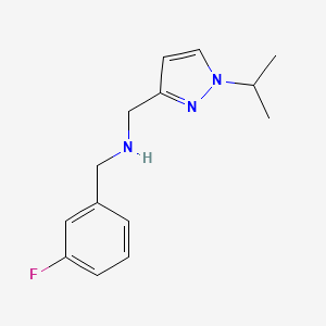 molecular formula C14H18FN3 B11743300 [(3-fluorophenyl)methyl]({[1-(propan-2-yl)-1H-pyrazol-3-yl]methyl})amine 