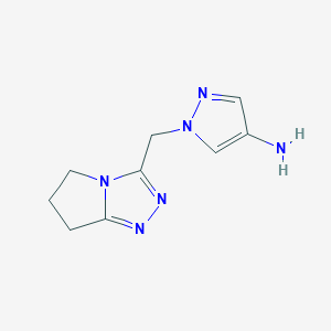 molecular formula C9H12N6 B11743314 1-(6,7-dihydro-5H-pyrrolo[2,1-c][1,2,4]triazol-3-ylmethyl)-1H-pyrazol-4-amine 