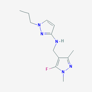 molecular formula C12H18FN5 B11743326 N-[(5-fluoro-1,3-dimethyl-1H-pyrazol-4-yl)methyl]-1-propyl-1H-pyrazol-3-amine 