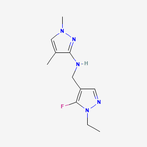 molecular formula C11H16FN5 B11743414 n-[(1-Ethyl-5-fluoro-1h-pyrazol-4-yl)methyl]-1,4-dimethyl-1h-pyrazol-3-amine 