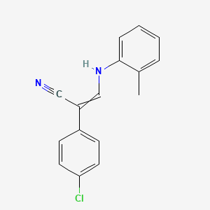 molecular formula C16H13ClN2 B11743496 2-(4-Chlorophenyl)-3-[(2-methylphenyl)amino]prop-2-enenitrile 