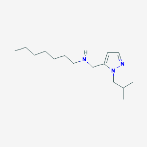 molecular formula C15H29N3 B11743518 heptyl({[1-(2-methylpropyl)-1H-pyrazol-5-yl]methyl})amine 