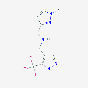 molecular formula C11H14F3N5 B11743549 [(1-methyl-1H-pyrazol-3-yl)methyl]({[1-methyl-5-(trifluoromethyl)-1H-pyrazol-4-yl]methyl})amine 