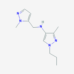 molecular formula C12H19N5 B11743559 3-methyl-N-[(1-methyl-1H-pyrazol-5-yl)methyl]-1-propyl-1H-pyrazol-4-amine 